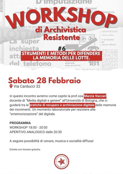 Workshop di archivistica resistente #6