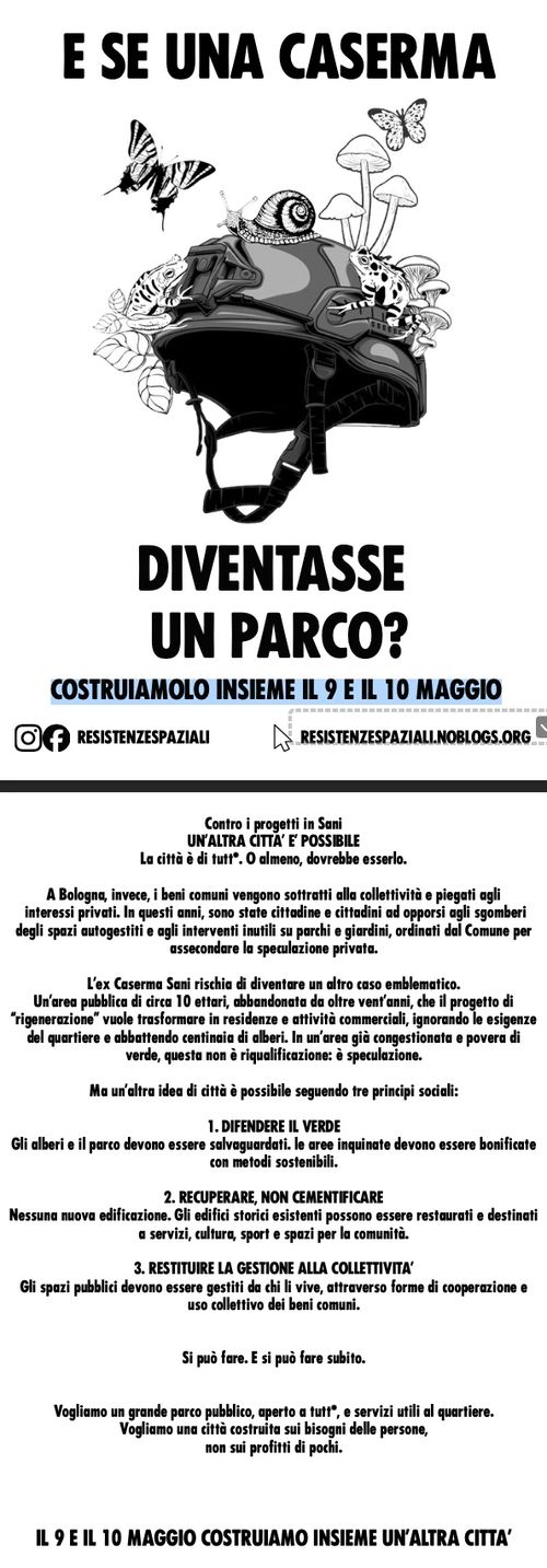 E se una caserma diventasse un parco? - COSTRUIAMOLO INSIEME IL 9 E IL 10 MAGGIO